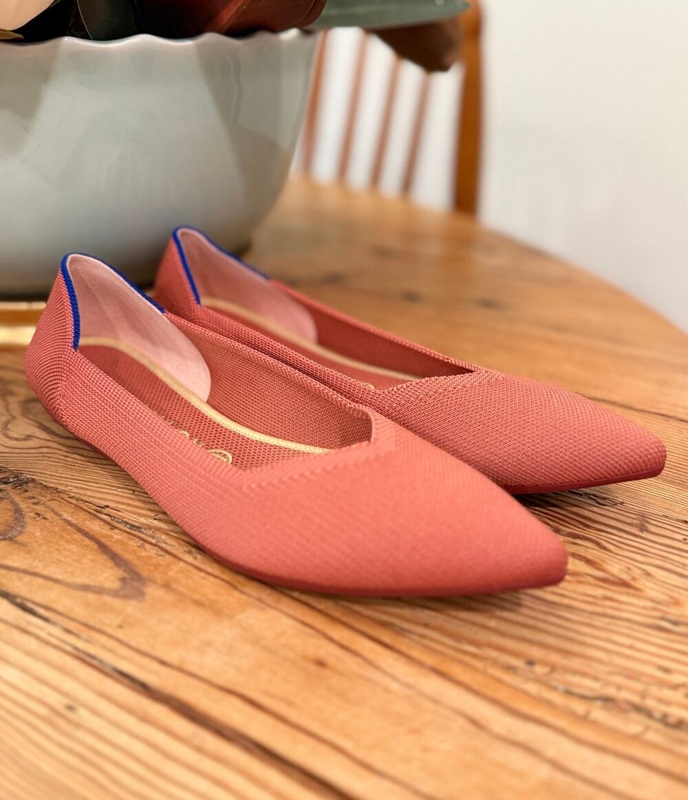 Rothy's The Point Flats Women's 10 Coral Terracotta Knit Pointed Toe NWOT